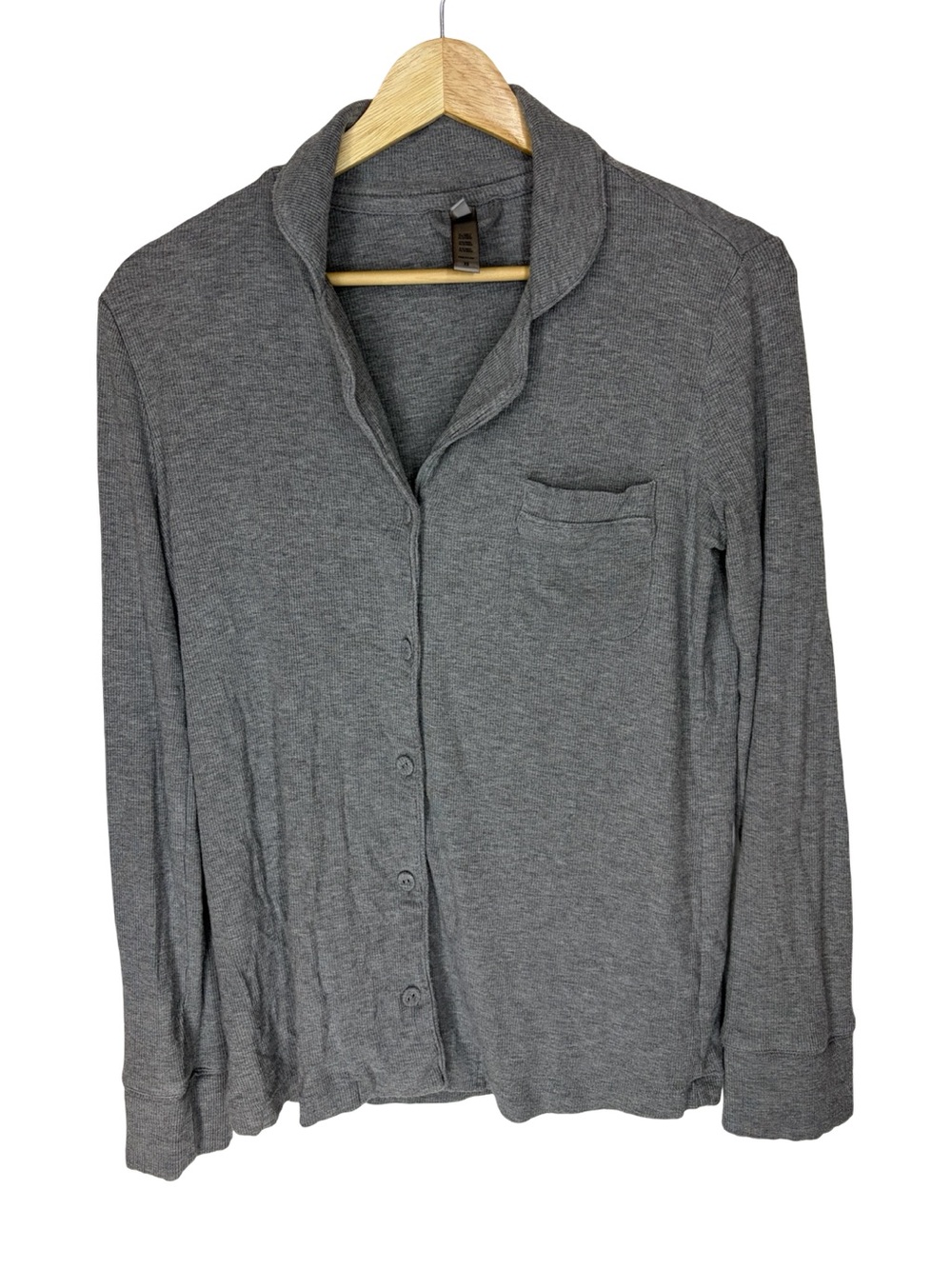 SKIMS soft lounge ribbed pajama shirt in heather gray #049